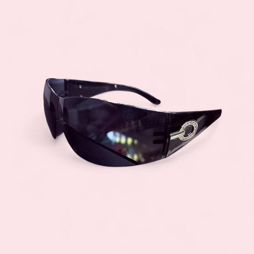 Unisex Sunglasses Black with Silver Detail Y2k cybercore cyber goth futuristic